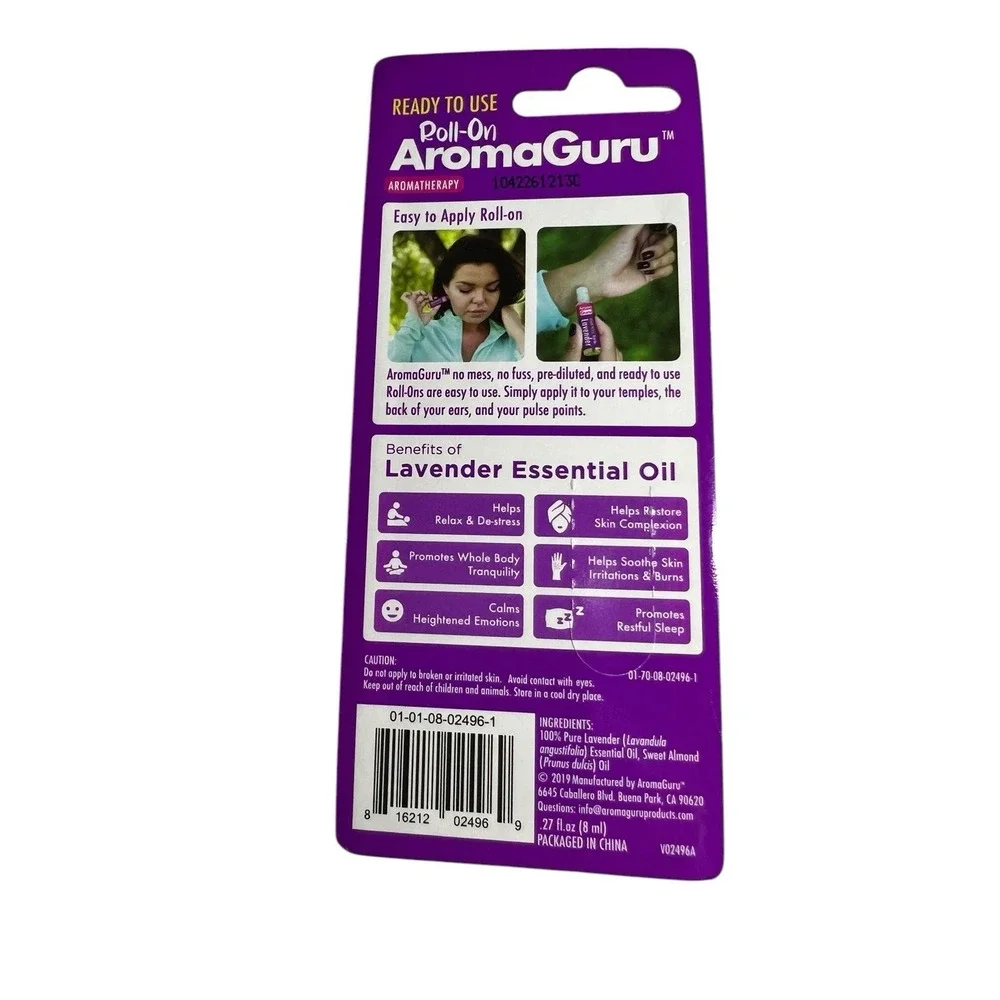 Aroma Guru Roll On Lavender Essential Oil‎ Sweet Almond & Lavender Oils
